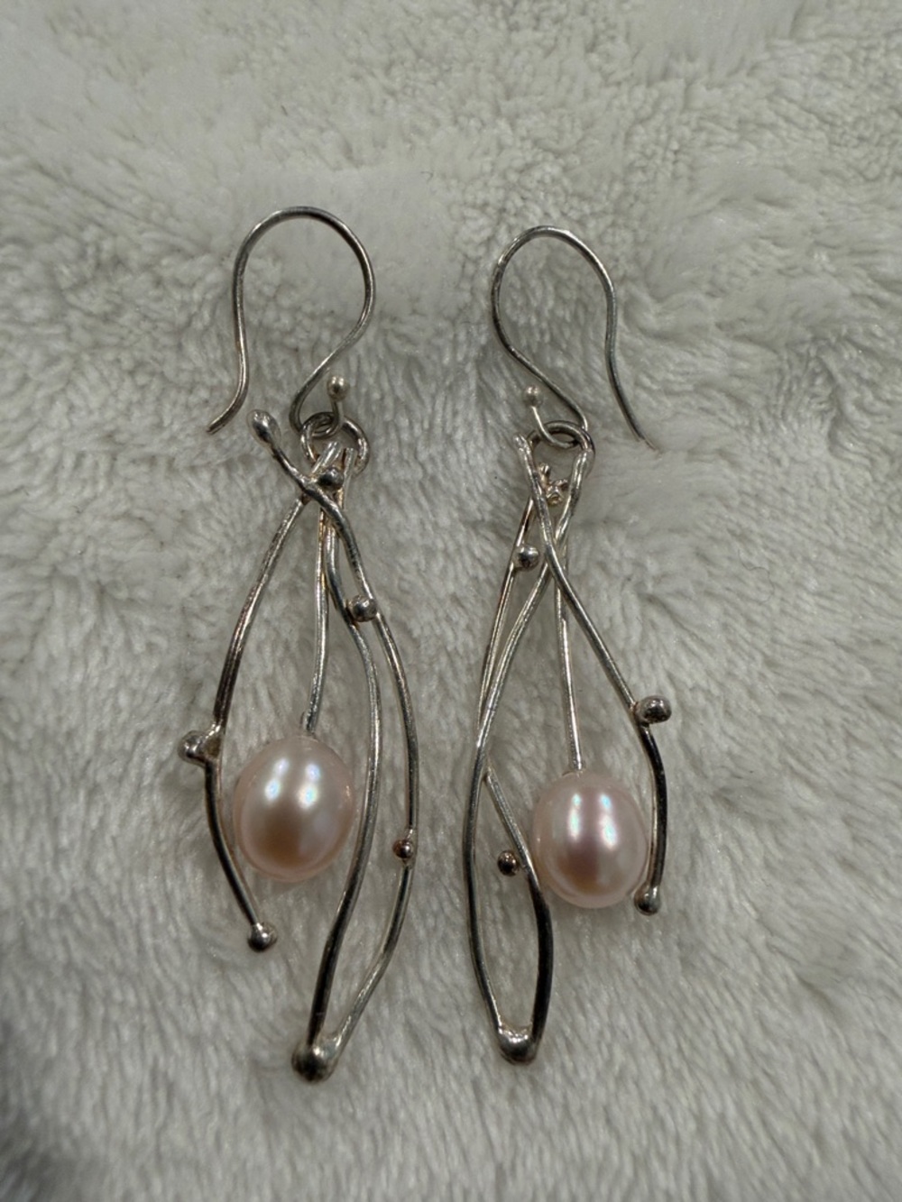 Freshwater  Pearl Dangle Earrings in Sterling Silver